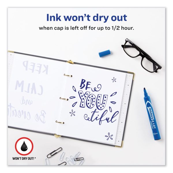 MARKS A LOT Large Desk-Style Permanent Marker, Broad Chisel Tip, Blue, Dozen (8886) Online now - Image 3