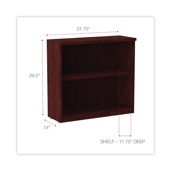 Alera Valencia Series Bookcase, Two-Shelf, 31.75w x 14d x 29.5h, Mahogany on Sale - Image 2