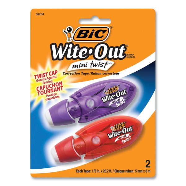 Wite-Out Mini Twist Correction Tape, Non-Refillable, Blue Fuchsia Applicators 0.2  x 314 , 2 Pack Cheap