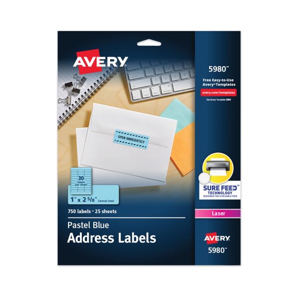 High-Visibility Permanent Laser ID Labels, 1 x 2.63, Pastel Blue, 750 Pack Sale