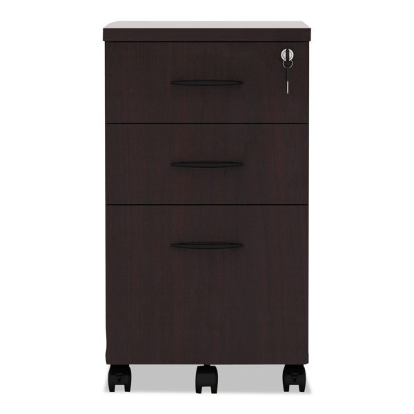 Alera Valencia Series Mobile Pedestal File, Left Right, 3-Drawers: Box Box File, Legal Letter, Mahogany, 15.88 x 20.5 x 28.38 Fashion - Image 2