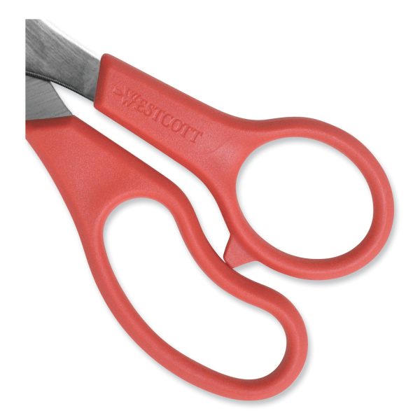 Value Line Stainless Steel Shears, 8  Long, 3.5  Cut Length, Red Straight Handle Discount - Image 2