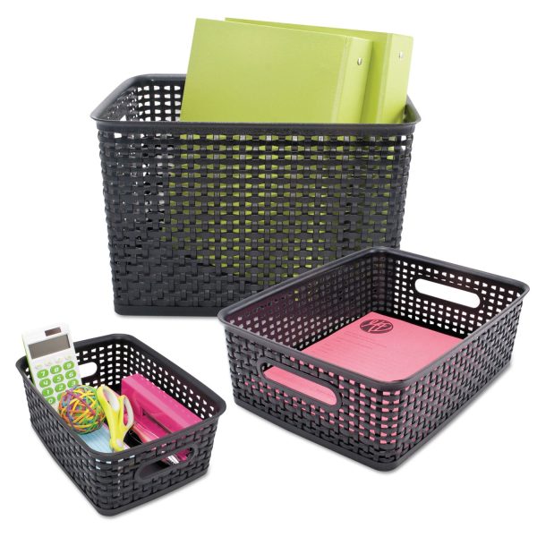 Weave Bins, 9.88 x 7.38 x 4, Black, 3 Pack Cheap - Image 2