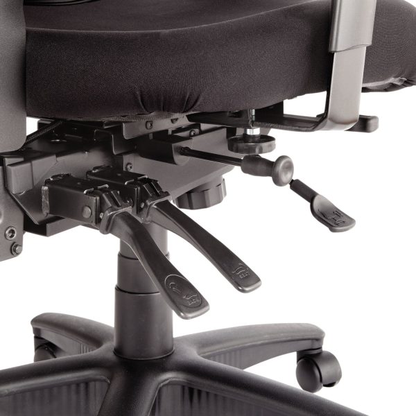 Alera Elusion Series Mesh Mid-Back Multifunction Chair, Prem Fabric, Supports Up to 275 lb, 17.7  to 21.4  Seat Height, Black For Sale - Image 3