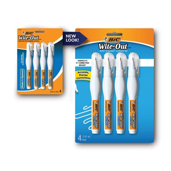 Wite-Out Shake  n Squeeze Correction Pen, 8 mL, White, 4 Pack on Sale - Image 3