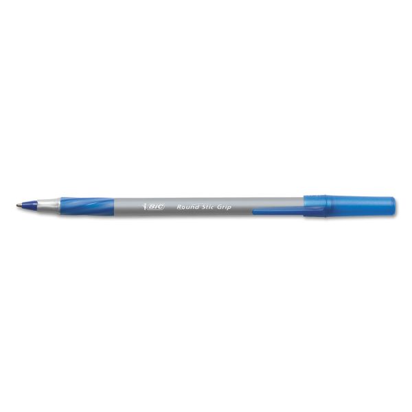 Round Stic Grip Xtra Comfort Ballpoint Pen Value Pack, Easy-Glide, Stick, Medium 1.2 mm, Blue Ink, Gray Blue Barrel, 36 Pack For Sale - Image 4