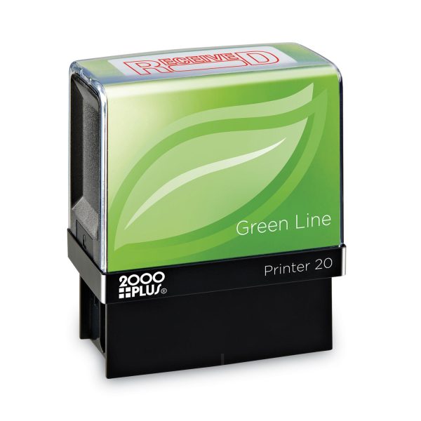 Green Line Message Stamp, Received, 1.5 x 0.56, Red For Discount
