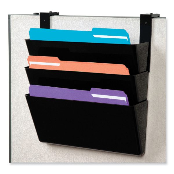 DocuPocket Stackable Three-Pocket Partition Wall File, 3 Sections, Letter Size, 13  x 4 , Black Cheap - Image 3