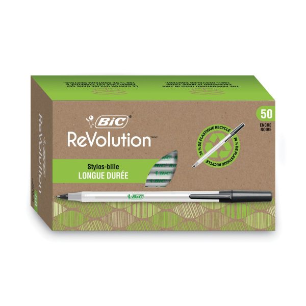 Ecolutions Round Stic Ballpoint Pen Value Pack, Stick, Medium 1 mm, Black Ink, Clear Barrel, 50 Pack Online Hot Sale