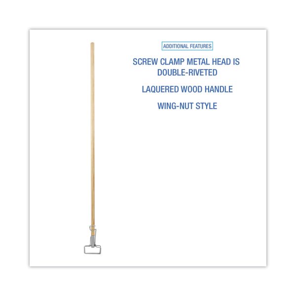 Spring Grip Metal Head Mop Handle for Most Mop Heads, Wood, 60 , Natural Online Hot Sale - Image 3