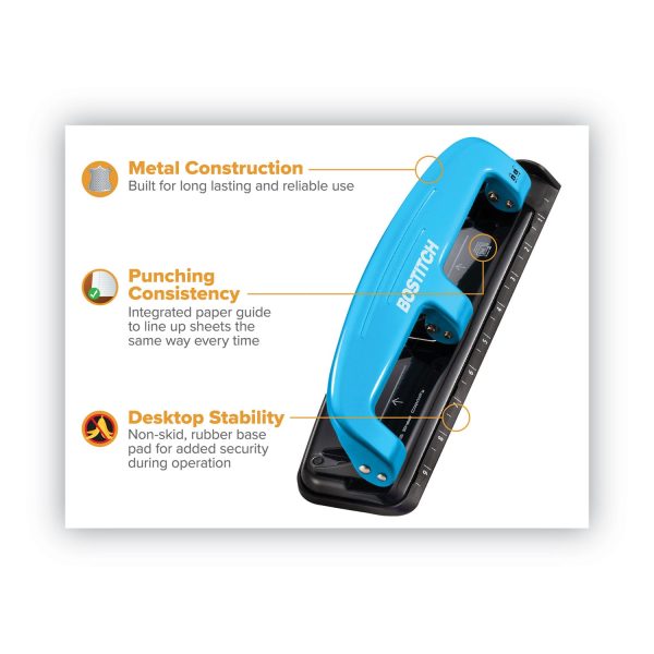 12-Sheet EZ Squeeze Three-Hole Punch, 9 32  Holes, Blue Black Online Sale - Image 4