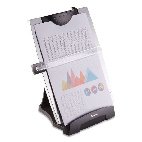Office Suites Desktop Copyholder with Memo Board, 150 Sheet Capacity, Plastic, Black Silver For Discount - Image 3