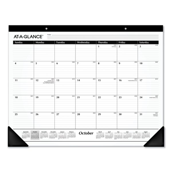 Academic Year Ruled Desk Pad, 21.75 x 17, White Sheets, Black Binding, Black Corners, 16-Month (Sept to Dec): 2023 to 2024 Discount