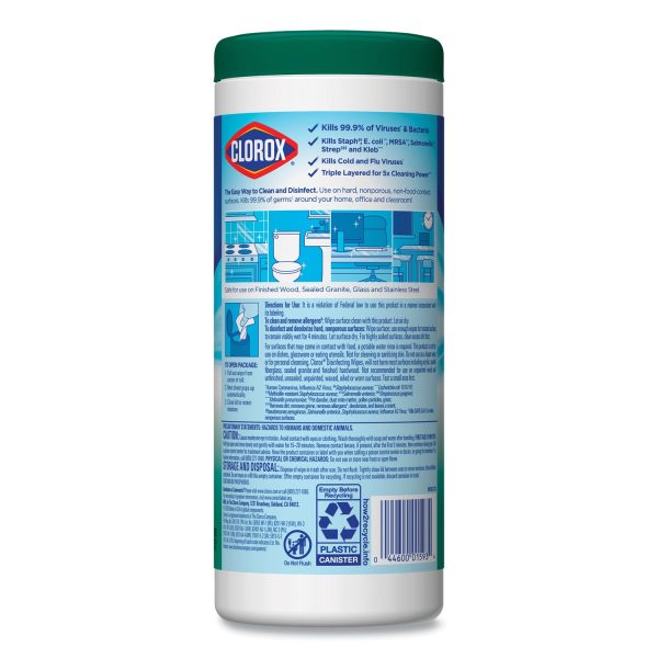 Disinfecting Wipes, 1-Ply, 7 x 8, Fresh Scent, White, 35 Canister, 12 Canisters Carton Supply - Image 4
