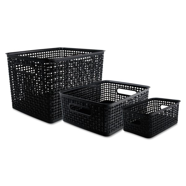 Weave Bins, 13.63 x 10.75 x 9, Black, 3 Pack Discount