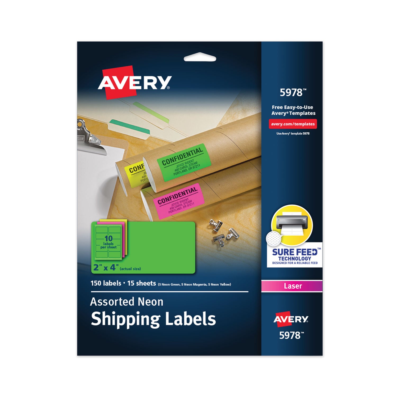 High-Visibility Permanent Laser ID Labels, 2 x 4, Asst. Neon, 150 Pack Online Sale