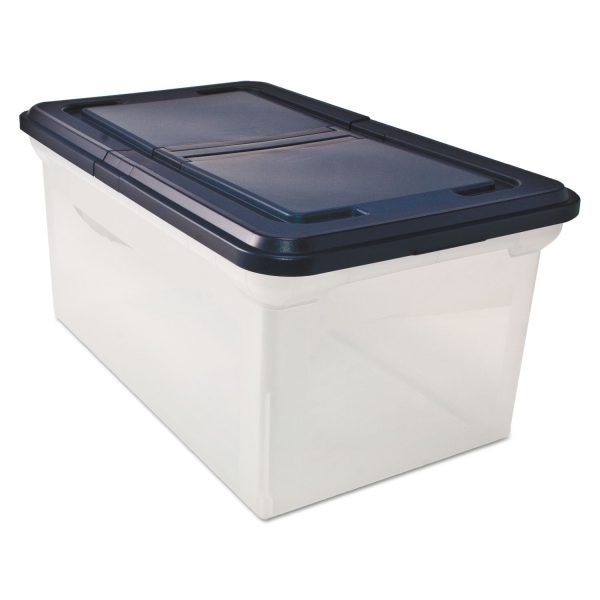 Extra-Capacity 28  File Tote, Letter Files, 23.25  x 14.25  x 10.63 , Clear Navy Discount - Image 2