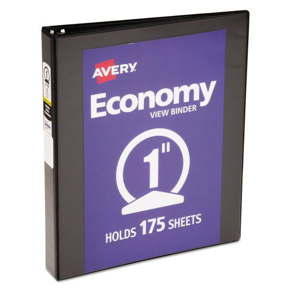 Economy View Binder with Round Rings , 3 Rings, 1  Capacity, 11 x 8.5, Black, (5710) Online