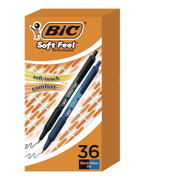 Soft Feel Ballpoint Pen Value Pack, Retractable, Medium 1 mm, Black Ink, Black Barrel, 36 Pack Discount