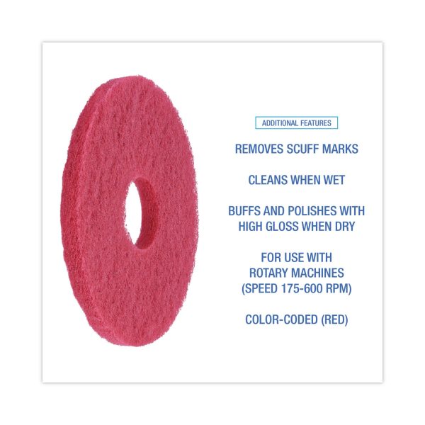 Buffing Floor Pads, 12  Diameter, Red, 5 Carton Hot on Sale - Image 4