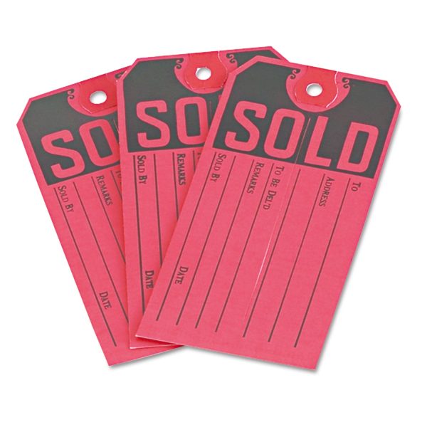 Sold Tags, Paper, 4.75 x 2.38, Red Black, 500 Box For Discount - Image 3