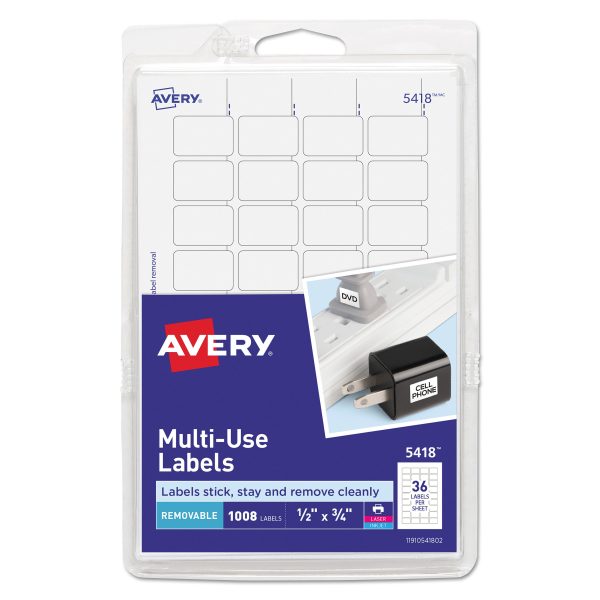 Removable Multi-Use Labels, Inkjet Laser Printers, 0.5 x 0.75, White, 36 Sheet, 28 Sheets Pack, (5418) Online Hot Sale