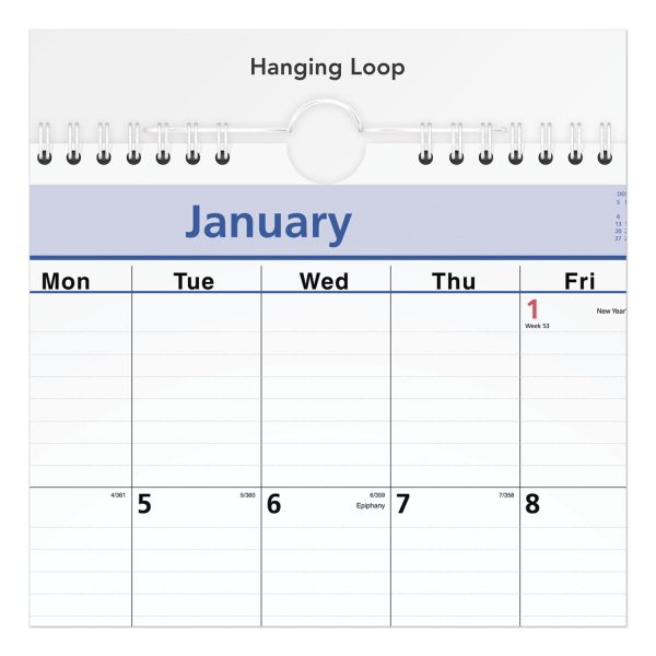 QuickNotes Wall Calendar, 12 x 17, White Blue Yellow Sheets, 12-Month (Jan to Dec): 2024 Hot on Sale - Image 2