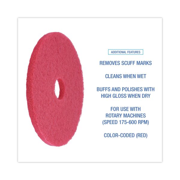 Buffing Floor Pads, 17  Diameter, Red, 5 Carton on Sale - Image 4