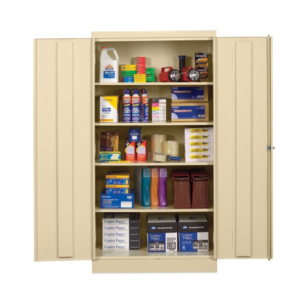 Assembled 72  High Heavy-Duty Welded Storage Cabinet, Four Adjustable Shelves, 36w x 18d, Putty Supply - Image 3