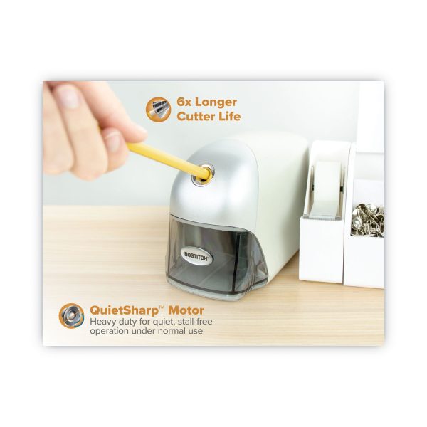 QuietSharp Executive Electric Pencil Sharpener, AC-Powered, 4 x 7.5 x 5, Gray For Discount - Image 2