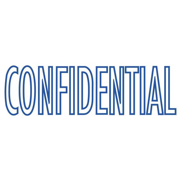 Green Line Message Stamp, Confidential, 1.5 x 0.56, Blue For Sale - Image 2