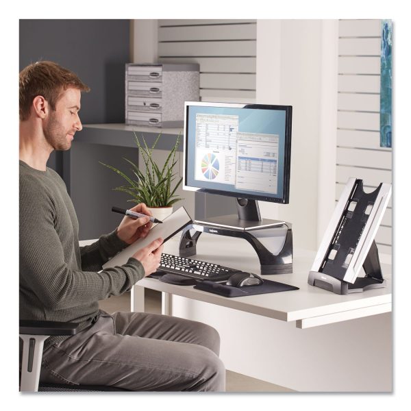 Office Suites Desktop Copyholder with Memo Board, 150 Sheet Capacity, Plastic, Black Silver For Discount - Image 5