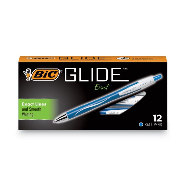 GLIDE Exact Ballpoint Pen, Retractable, Fine 0.7 mm, Blue Ink, Blue Barrel, Dozen Online Hot Sale