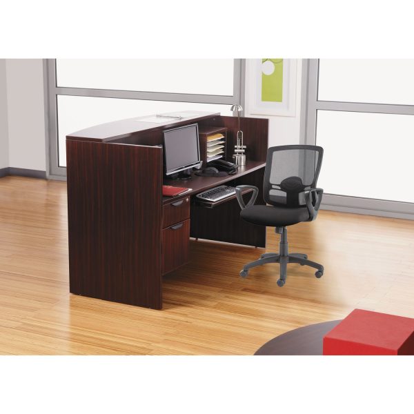 Alera Valencia Series Reception Desk with Transaction Counter, 71  x 35.5  x 29.5  to 42.5 , Mahogany Hot on Sale - Image 3