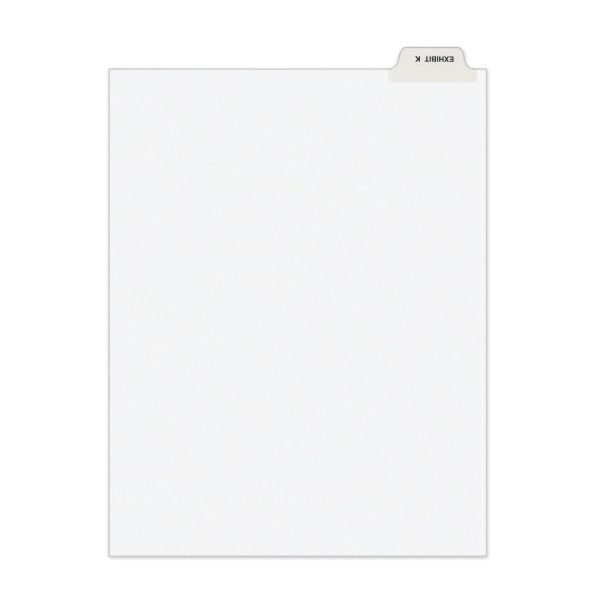 Avery-Style Preprinted Legal Bottom Tab Divider, 26-Tab, Exhibit K, 11 x 8.5, White, 25 PK Fashion