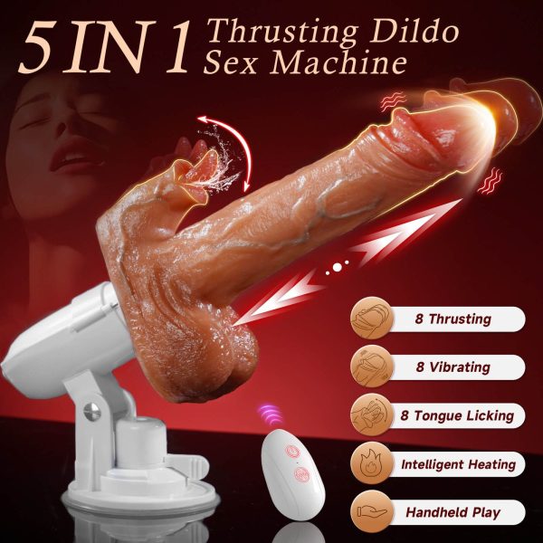 Realistic Thrusting and Vibraing and Licking Sex Dildo with Smart Heating Online - Image 2