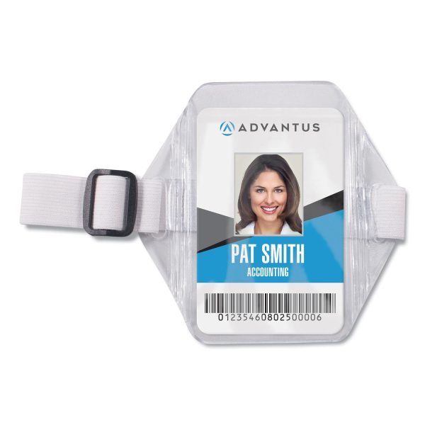 Arm Band Badge Holders, Vertical, Transparent Frost 5  x 5  Holder, 2.75  x 4  Insert, 12 Pack Fashion