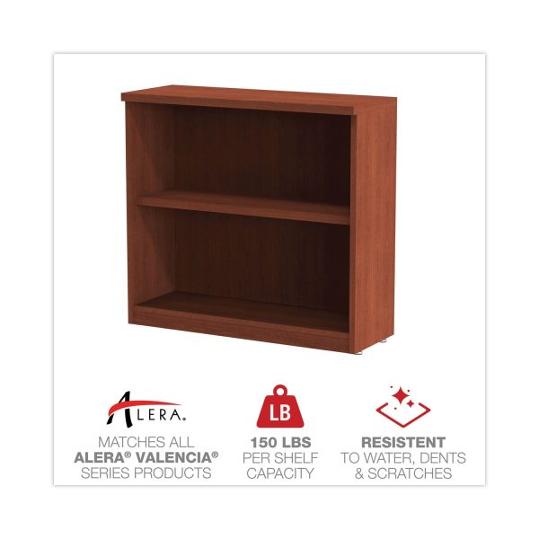 Alera Valencia Series Bookcase, Two-Shelf, 31.75w x 14d x 29.5h, Med Cherry Online Sale - Image 4