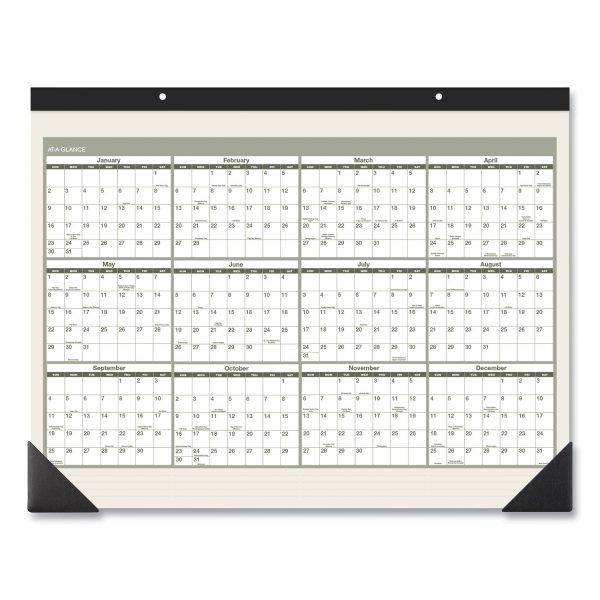 Recycled Monthly Desk Pad, 22 x 17, Sand Green Sheets, Black Binding, Black Corners, 12-Month (Jan to Dec): 2024 For Cheap - Image 2