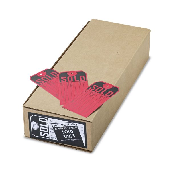 Sold Tags, Paper, 4.75 x 2.38, Red Black, 500 Box For Discount - Image 2
