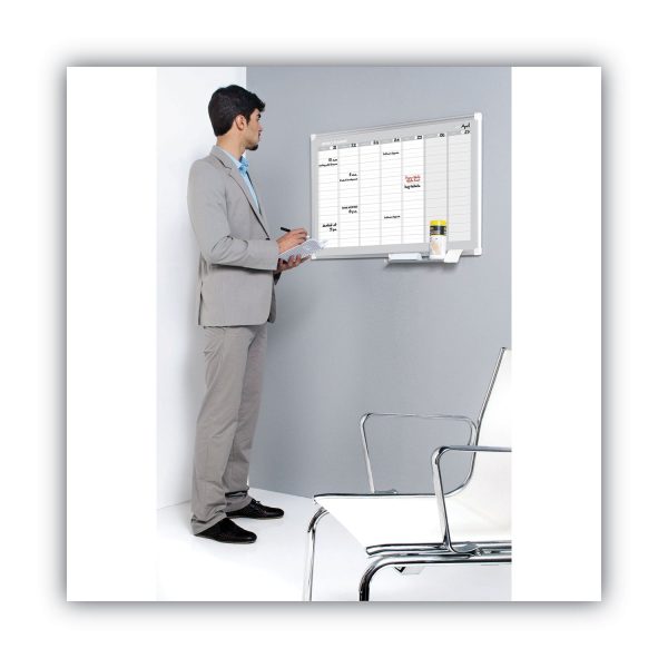 Magnetic Dry Erase Calendar Board, Weekly Calendar, 36 x 24, White Surface, Silver Aluminum Frame Online Sale - Image 5