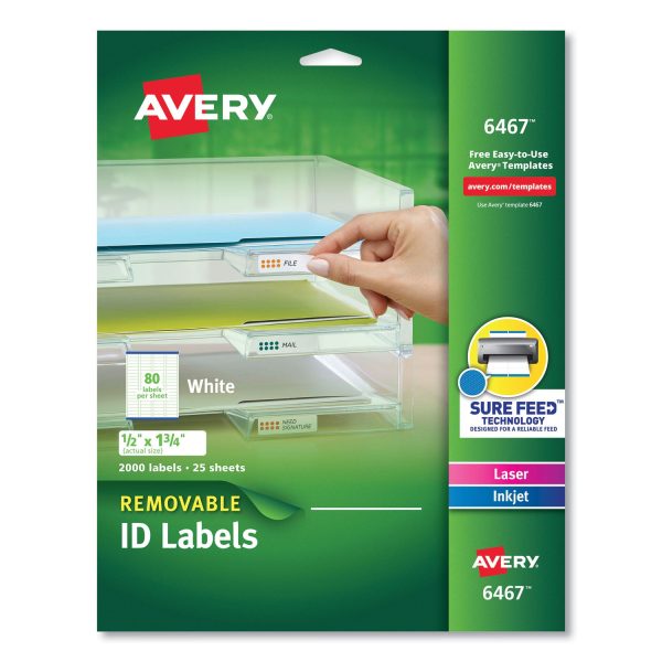 Removable Multi-Use Labels, Inkjet Laser Printers, 0.5 x 1.75, White, 80 Sheet, 25 Sheets Pack For Cheap