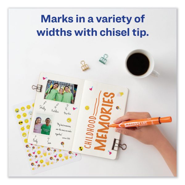 MARKS A LOT Large Desk-Style Permanent Marker, Broad Chisel Tip, Orange, Dozen (8883) Online now - Image 4