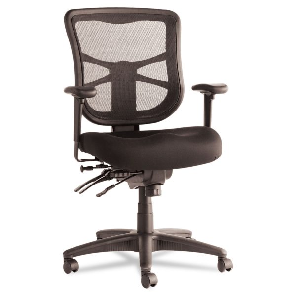 Alera Elusion Series Mesh Mid-Back Multifunction Chair, Prem Fabric, Supports Up to 275 lb, 17.7  to 21.4  Seat Height, Black For Sale