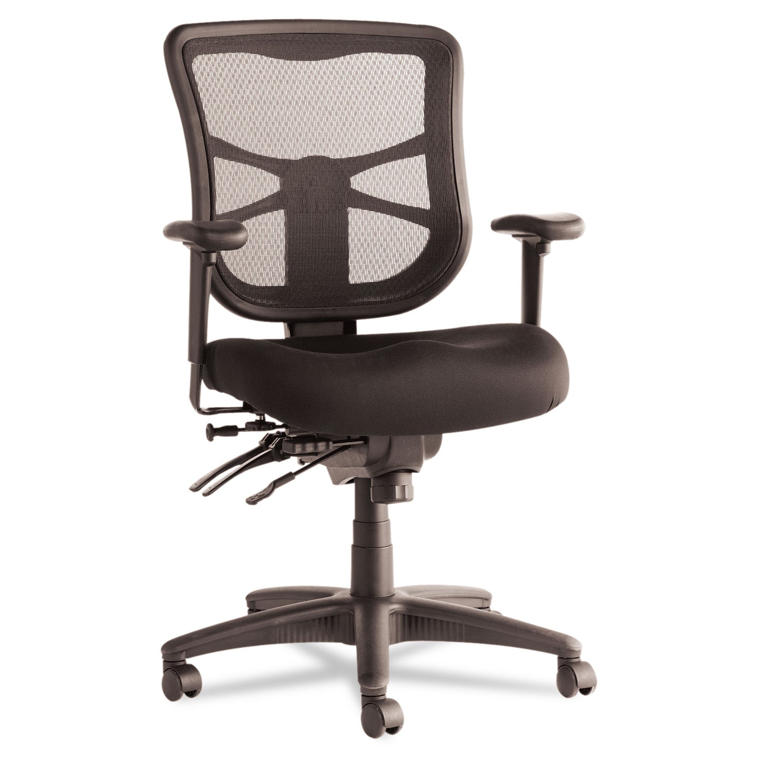 Alera Elusion Series Mesh Mid-Back Multifunction Chair, Prem Fabric, Supports Up to 275 lb, 17.7  to 21.4  Seat Height, Black For Sale