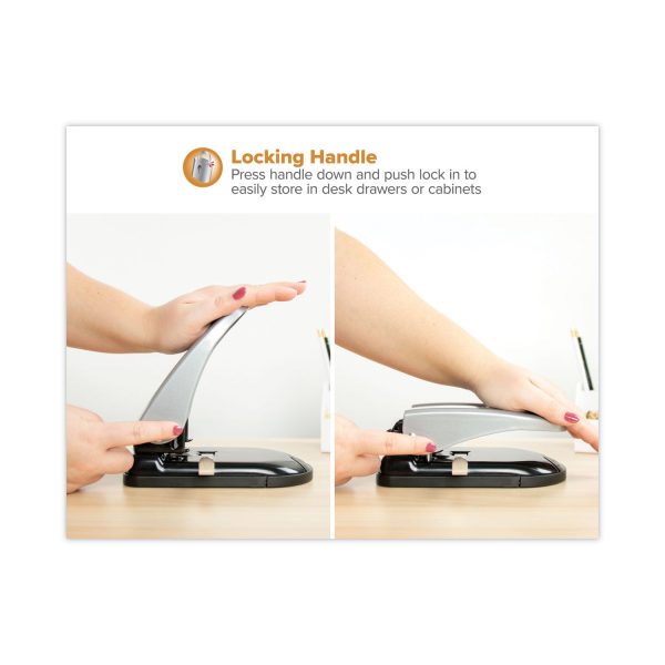 40-Sheet EZ Squeeze Two-Hole Punch, 9 32  Holes, Black Silver Hot on Sale - Image 5