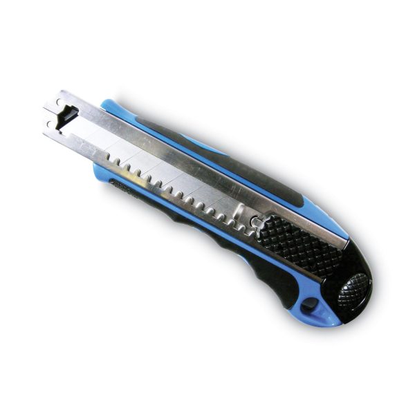 Heavy-Duty Snap Blade Utility Knife, Four 8-Point Blades, Retractable 4  Blade, 5.5  Plastic Rubber Handle, Blue Online Sale
