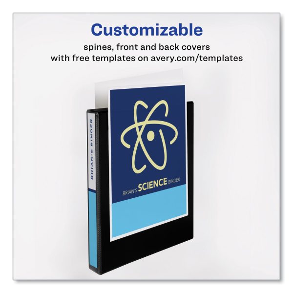 Economy View Binder with Round Rings , 3 Rings, 1  Capacity, 11 x 8.5, Black, (5710) Online - Image 3