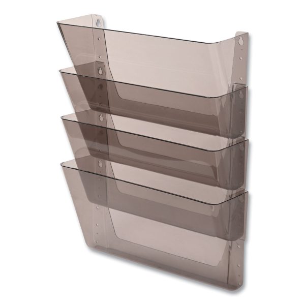DocuPocket Stackable Four-Pocket Wall File, 4 Sections, Letter Size, 13  x 4 , Smoke, Ships in 4-6 Business Days on Sale