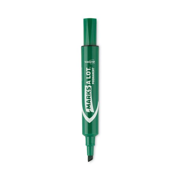 MARKS A LOT Regular Desk-Style Permanent Marker, Broad Chisel Tip, Green, Dozen (7885) Online